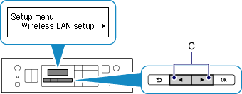 Setup menu screen: Select Wireless LAN setup